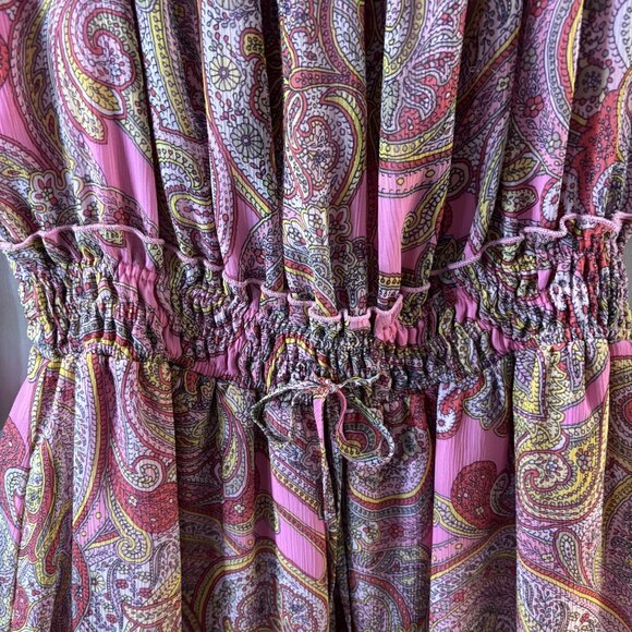 Tommy Hilfiger Pink Paisley Off-Shoulder Dress Size 10 Elastic Waist 3/4 Sleeves - Picture 5 of 16